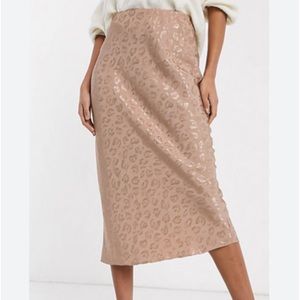 COQUETTE BLUSH CHEETAH PRINT MIDI SKIRT